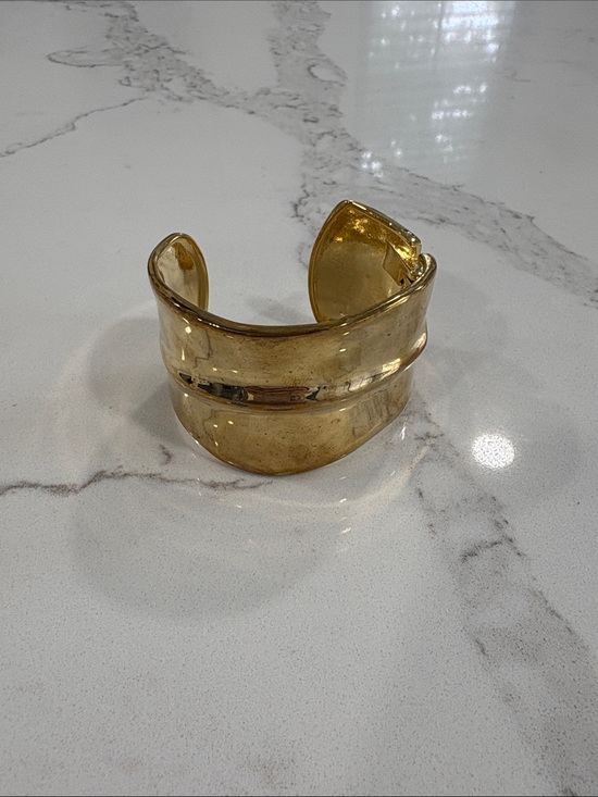 Jewelry - Gold Cuff Bracelet Wide Organic Shape Open Bangle